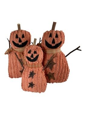 Honey and Me Plush Orange Jack-O'-Lantern Trio Decorative Pumpkins